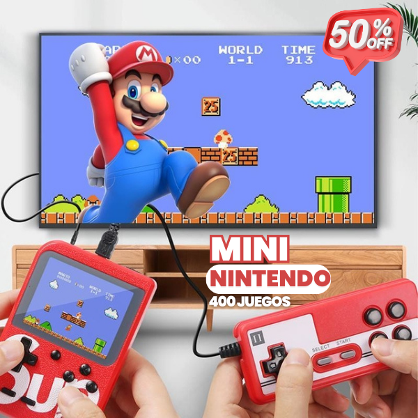SUP PRO® MINI CONSOLA CON 400 JUEGOS CLÁSICOS RETRO CON CONTROL
