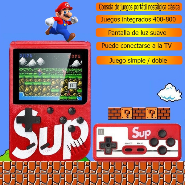 SUP PRO® MINI CONSOLA CON 400 JUEGOS CLÁSICOS RETRO CON CONTROL