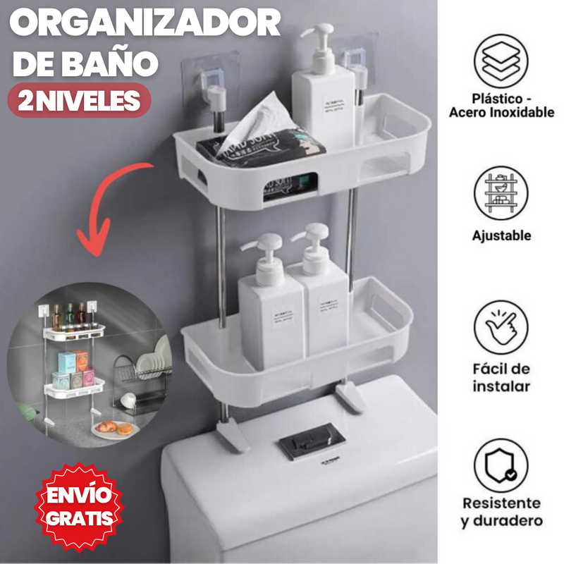 ESTANTE ORGANIZADOR DE 2 NIVELES PARA BAÑO O COCINA