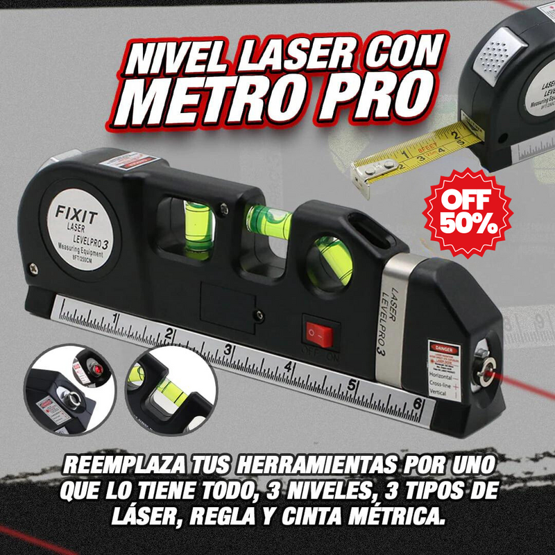METRO CON NIVEL LASER 4 en 1 ⭐👷‍♂️
