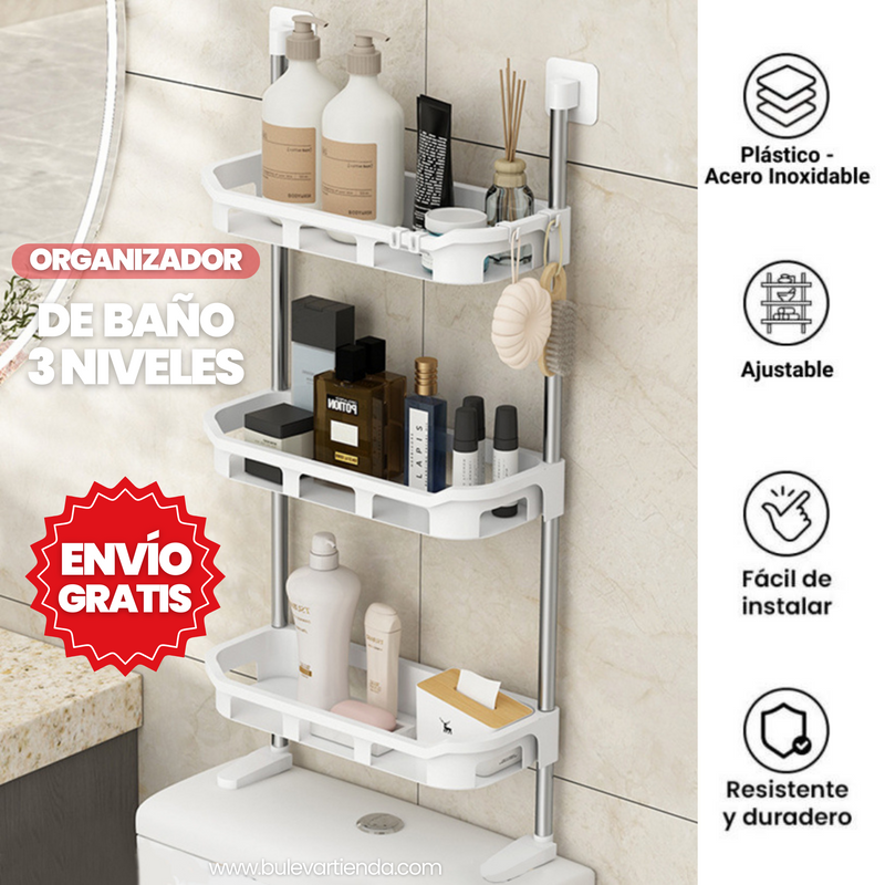 ESTANTE ORGANIZADOR DE 3 NIVELES PARA BAÑO O COCINA